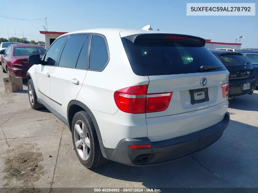 2010 BMW X5 xDrive30I VIN: 5UXFE4C59AL278792 Lot: 40294992