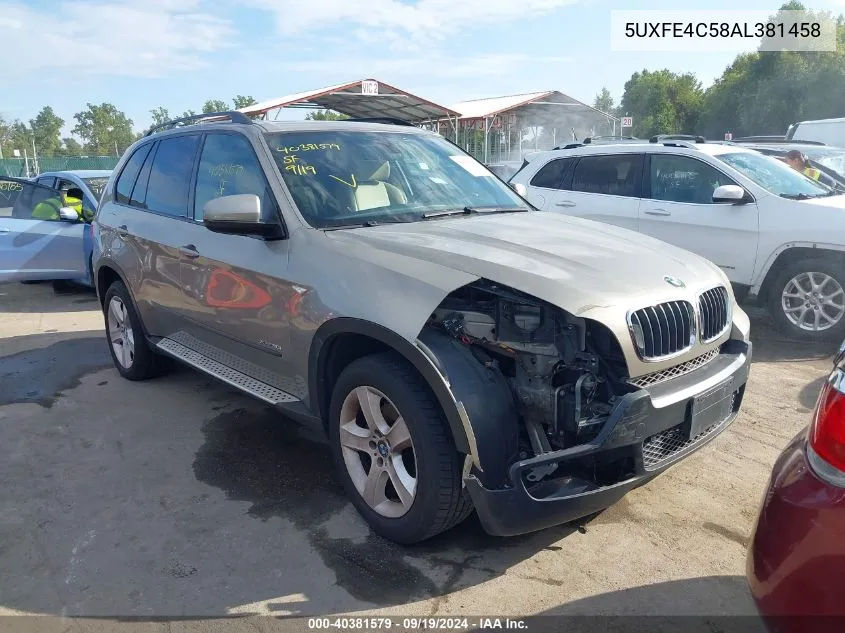 2010 BMW X5 xDrive30I VIN: 5UXFE4C58AL381458 Lot: 40381579