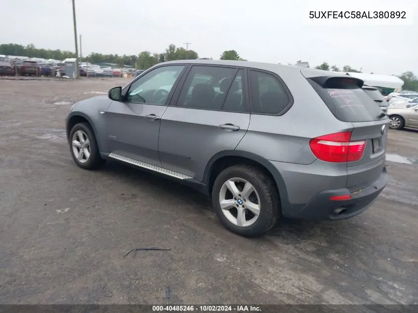 2010 BMW X5 xDrive30I VIN: 5UXFE4C58AL380892 Lot: 40485246