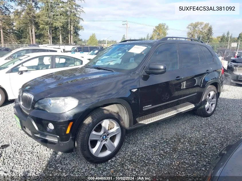 2010 BMW X5 xDrive30I VIN: 5UXFE4C53AL381092 Lot: 40485331