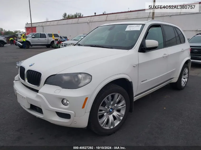 2010 BMW X5 xDrive30I VIN: 5UXFE4C52AL380757 Lot: 40527292