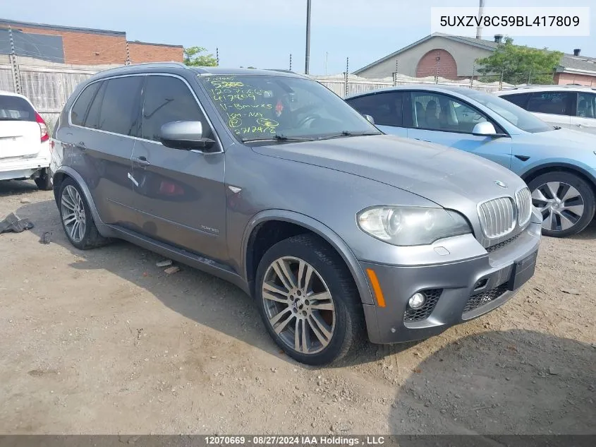 2011 BMW X5 VIN: 5UXZV8C59BL417809 Lot: 12070669