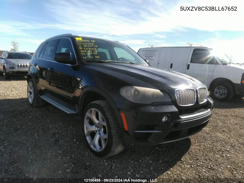 2011 BMW X5 VIN: 5UXZV8C53BLL67652 Lot: 12100495