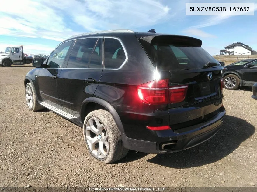 2011 BMW X5 VIN: 5UXZV8C53BLL67652 Lot: 12100495