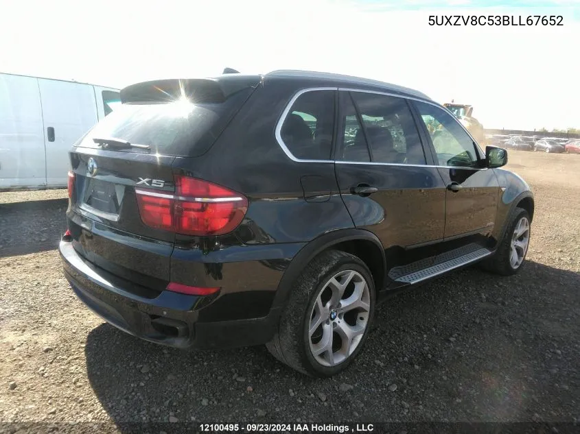 2011 BMW X5 VIN: 5UXZV8C53BLL67652 Lot: 12100495