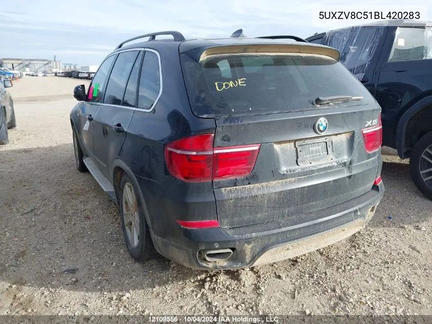 2011 BMW X5 VIN: 5UXZV8C51BL420283 Lot: 12109556