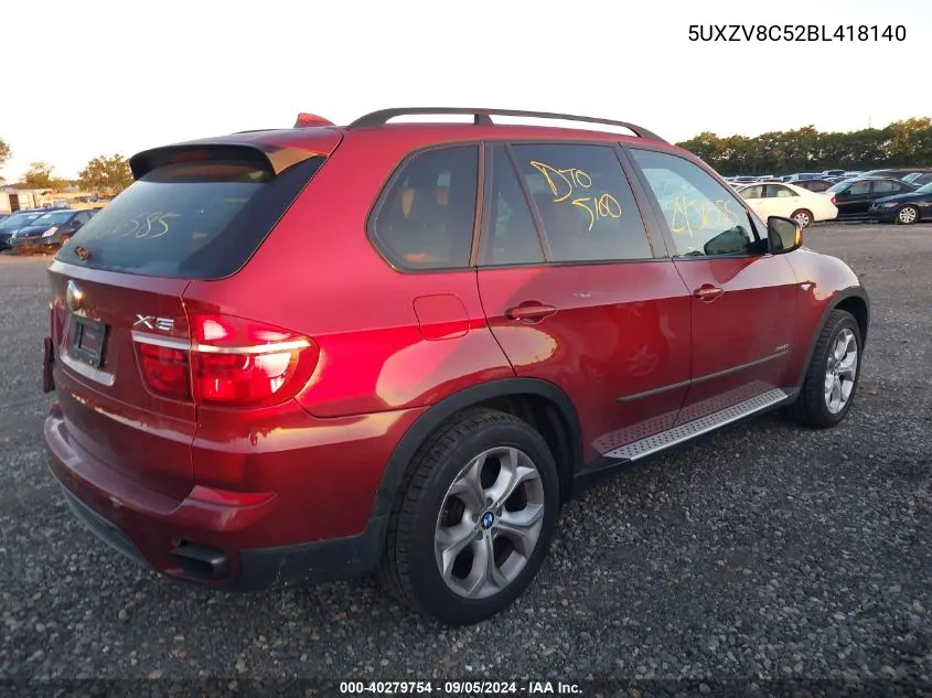 2011 BMW X5 xDrive50I VIN: 5UXZV8C52BL418140 Lot: 40279754