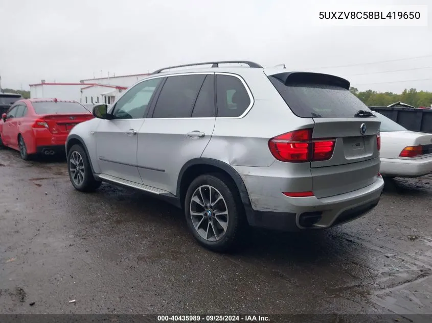 2011 BMW X5 xDrive50I VIN: 5UXZV8C58BL419650 Lot: 40435989