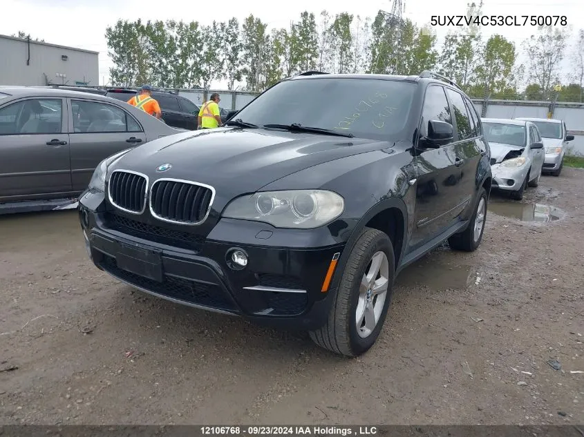 2012 BMW X5 VIN: 5UXZV4C53CL750078 Lot: 12106768