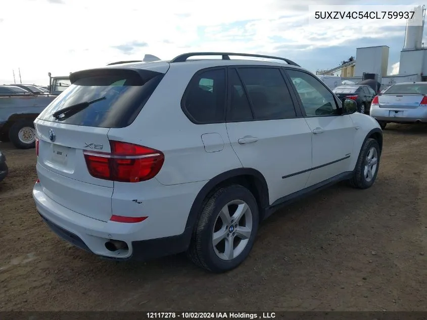 2012 BMW X5 VIN: 5UXZV4C54CL759937 Lot: 12117278