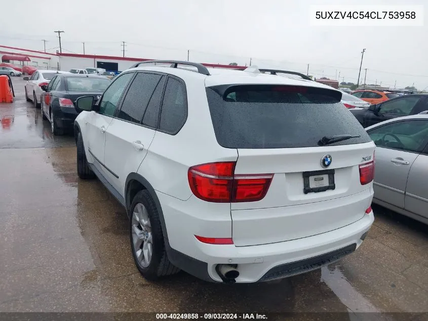 2012 BMW X5 xDrive35I/xDrive35I Premium/xDrive35I Sport Activity VIN: 5UXZV4C54CL753958 Lot: 40249858