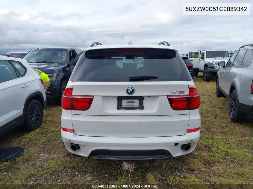 2012 BMW X5 xDrive35D VIN: 5UXZW0C51C0B89342 Lot: 40512363