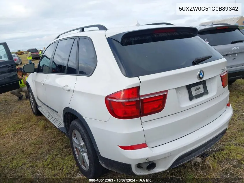 2012 BMW X5 xDrive35D VIN: 5UXZW0C51C0B89342 Lot: 40512363