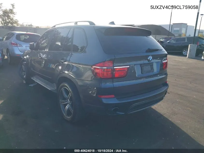 2012 BMW X5 xDrive35I VIN: 5UXZV4C59CL759058 Lot: 40624018