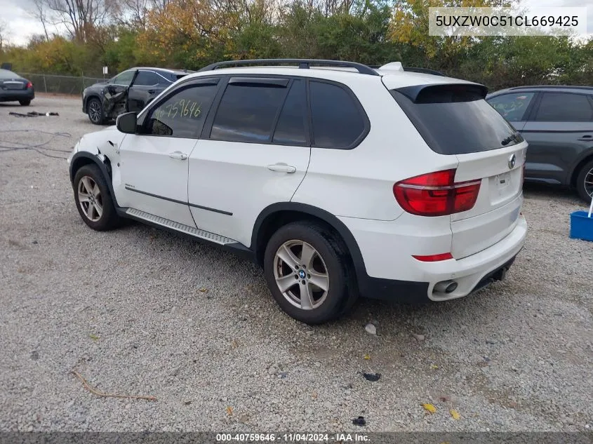 2012 BMW X5 xDrive35D VIN: 5UXZW0C51CL669425 Lot: 40759646