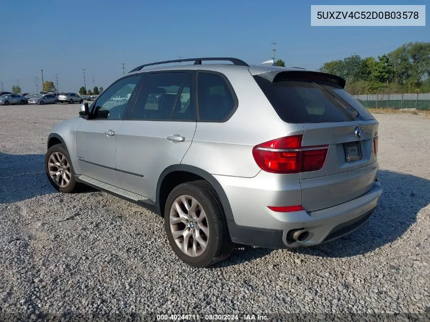 2013 BMW X5 xDrive35I/xDrive35I Premium/xDrive35I Sport Activity VIN: 5UXZV4C52D0B03578 Lot: 40244711