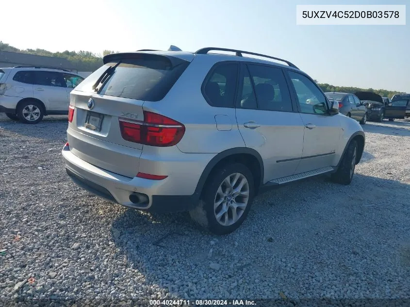 2013 BMW X5 xDrive35I/xDrive35I Premium/xDrive35I Sport Activity VIN: 5UXZV4C52D0B03578 Lot: 40244711