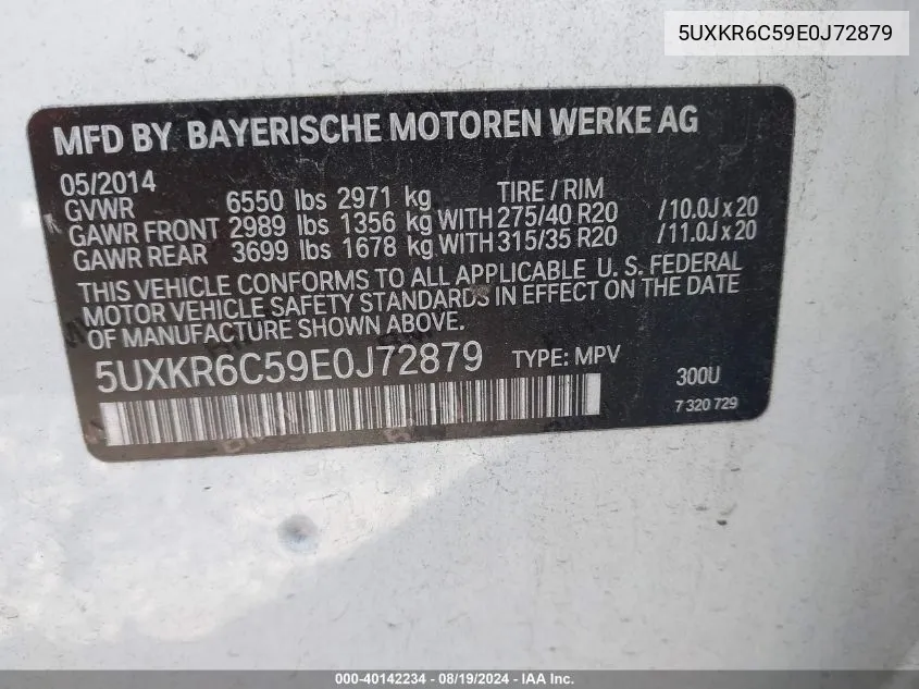 5UXKR6C59E0J72879 2014 BMW X5 xDrive50I