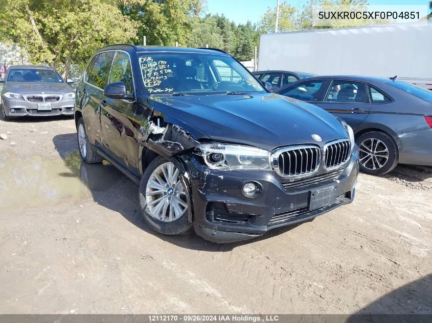 2015 BMW X5 xDrive35I VIN: 5UXKR0C5XF0P04851 Lot: 12112170