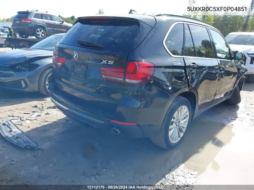 2015 BMW X5 xDrive35I VIN: 5UXKR0C5XF0P04851 Lot: 12112170