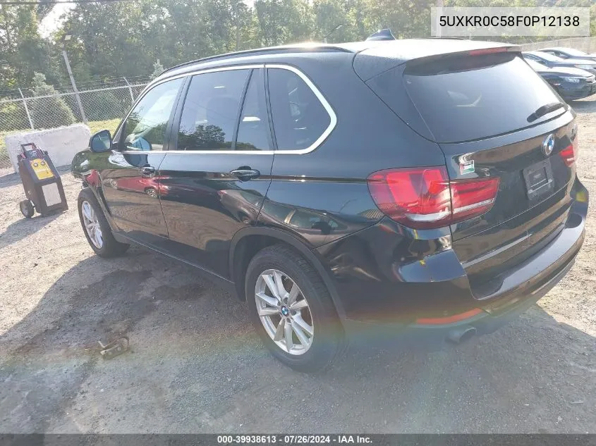 2015 BMW X5 xDrive35I VIN: 5UXKR0C58F0P12138 Lot: 39938613