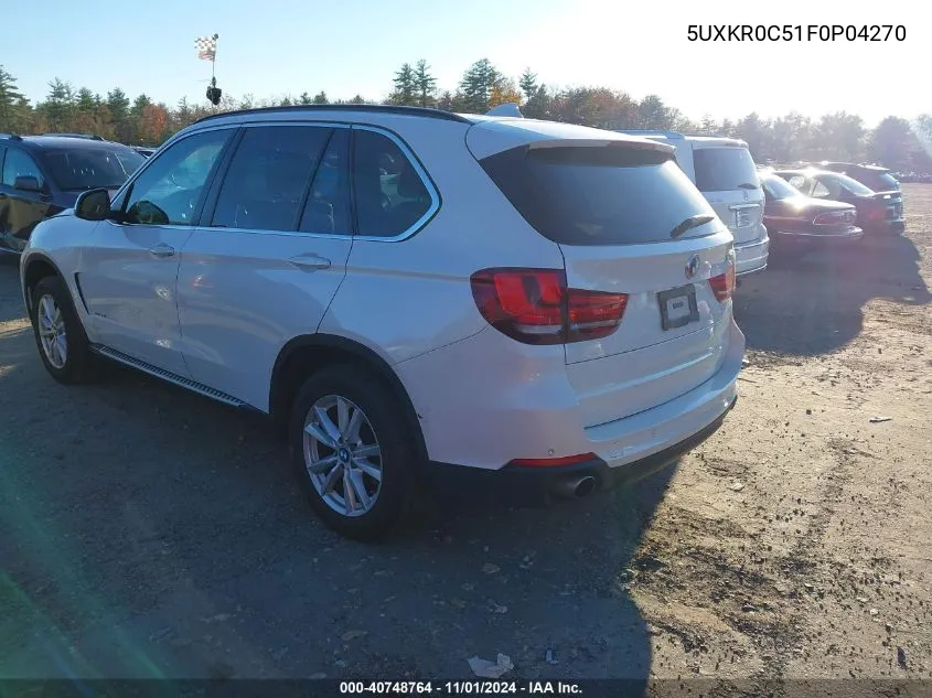 2015 BMW X5 xDrive35I VIN: 5UXKR0C51F0P04270 Lot: 40748764