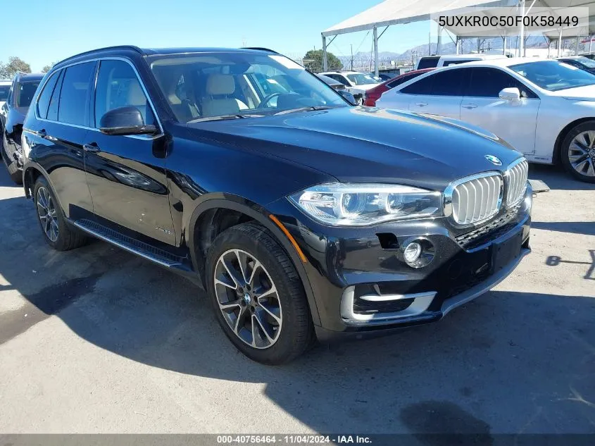 2015 BMW X5 xDrive35I VIN: 5UXKR0C50F0K58449 Lot: 40756464