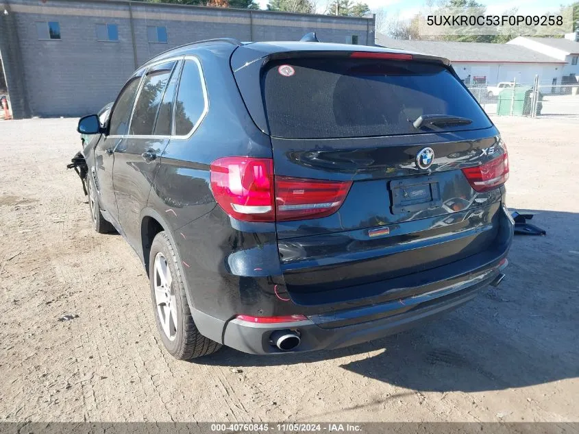 2015 BMW X5 xDrive35I VIN: 5UXKR0C53F0P09258 Lot: 40760845