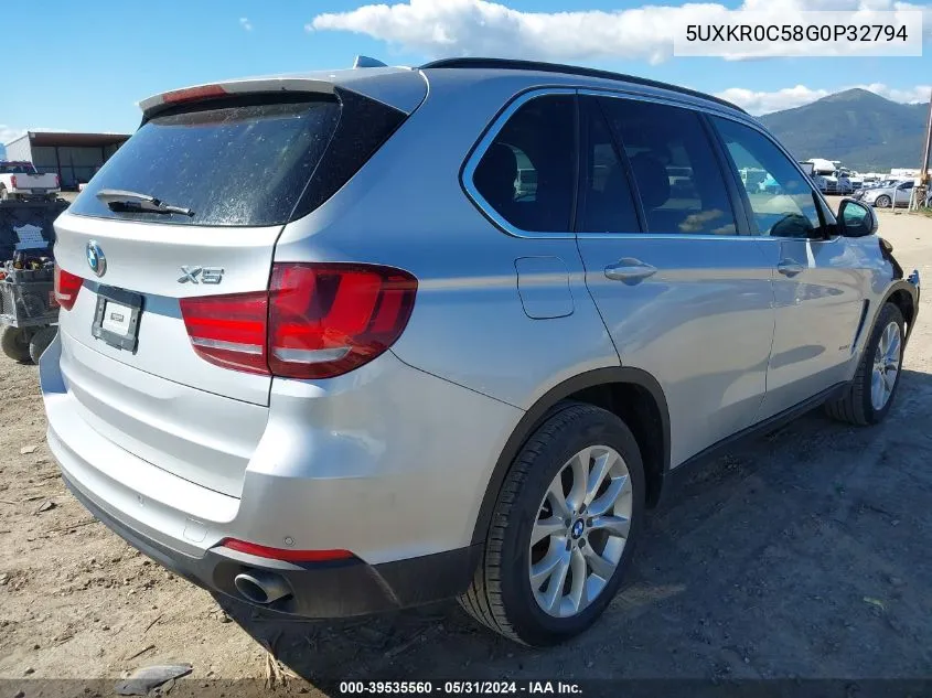 2016 BMW X5 xDrive35I VIN: 5UXKR0C58G0P32794 Lot: 39535560