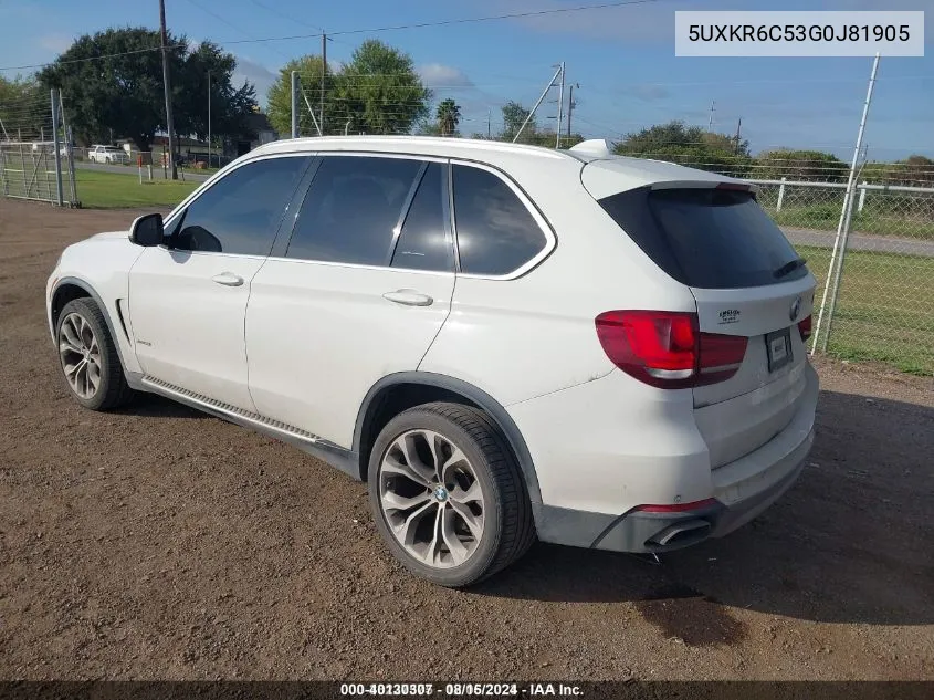 2016 BMW X5 xDrive50I VIN: 5UXKR6C53G0J81905 Lot: 40130307