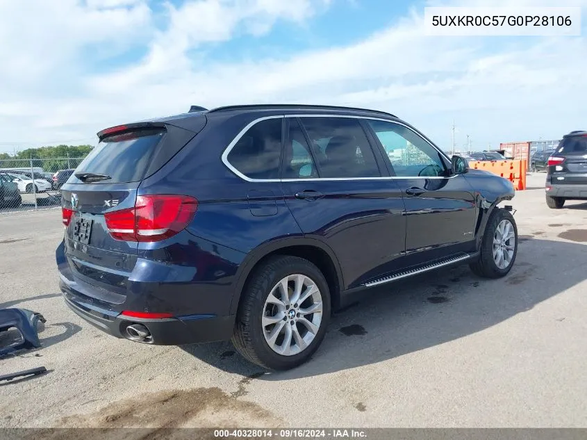 2016 BMW X5 xDrive35I VIN: 5UXKR0C57G0P28106 Lot: 40328014