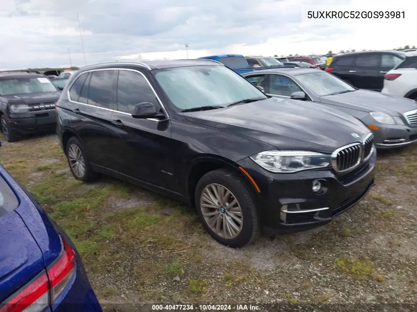 2016 BMW X5 xDrive35I VIN: 5UXKR0C52G0S93981 Lot: 40477234