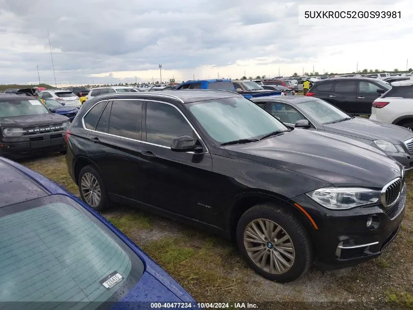 2016 BMW X5 xDrive35I VIN: 5UXKR0C52G0S93981 Lot: 40477234