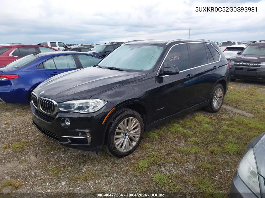 2016 BMW X5 xDrive35I VIN: 5UXKR0C52G0S93981 Lot: 40477234