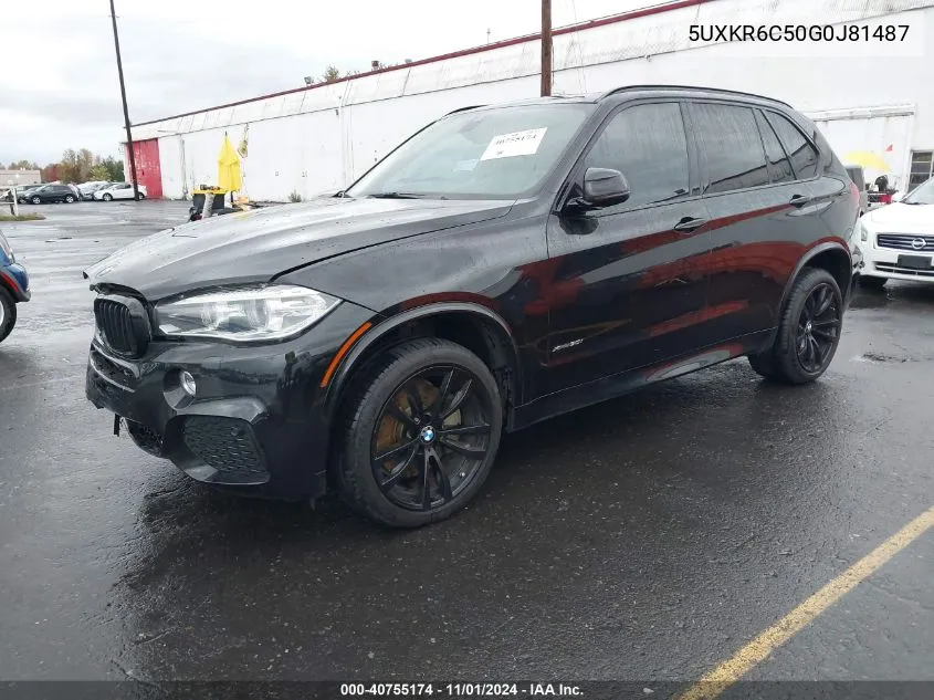 2016 BMW X5 xDrive50I VIN: 5UXKR6C50G0J81487 Lot: 40755174