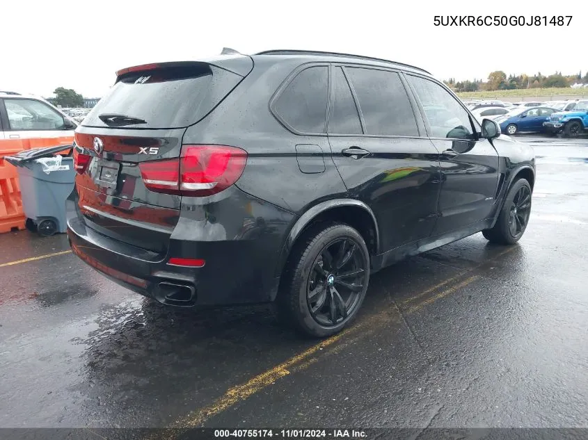 2016 BMW X5 xDrive50I VIN: 5UXKR6C50G0J81487 Lot: 40755174