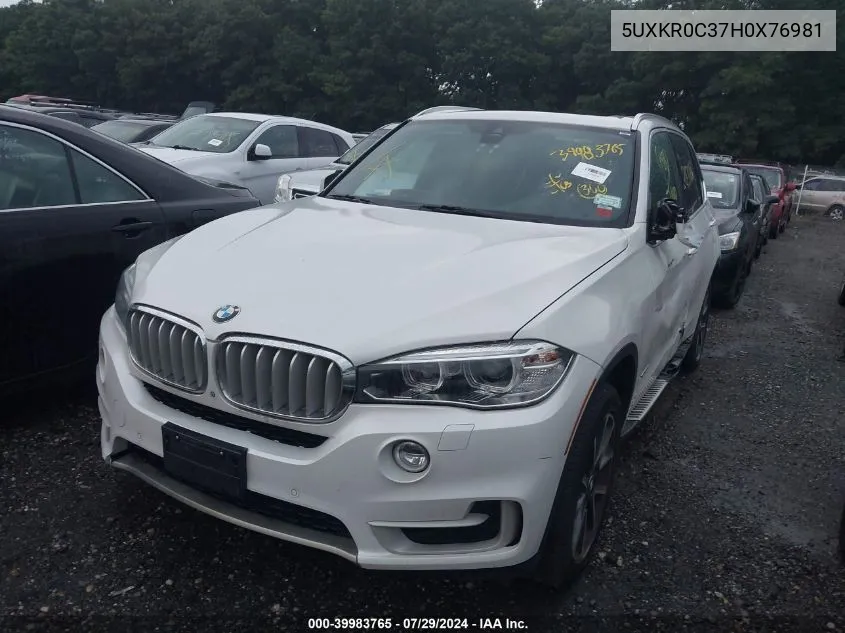 2017 BMW X5 xDrive35I VIN: 5UXKR0C37H0X76981 Lot: 39983765