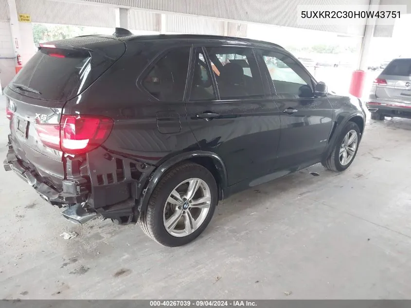 2017 BMW X5 Sdrive35I VIN: 5UXKR2C30H0W43751 Lot: 40267039