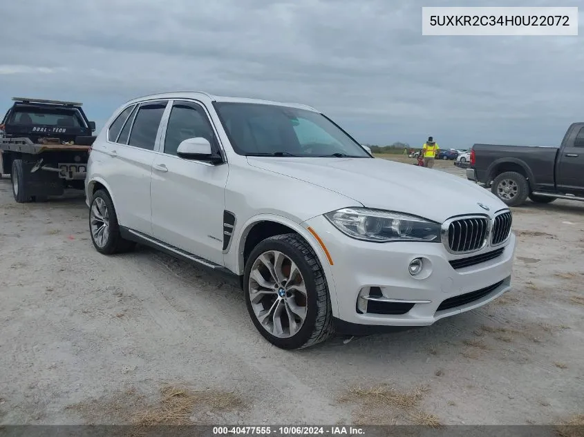 2017 BMW X5 Sdrive35I VIN: 5UXKR2C34H0U22072 Lot: 40477555