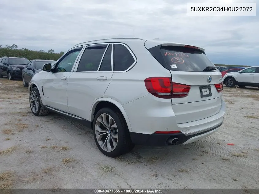 2017 BMW X5 Sdrive35I VIN: 5UXKR2C34H0U22072 Lot: 40477555