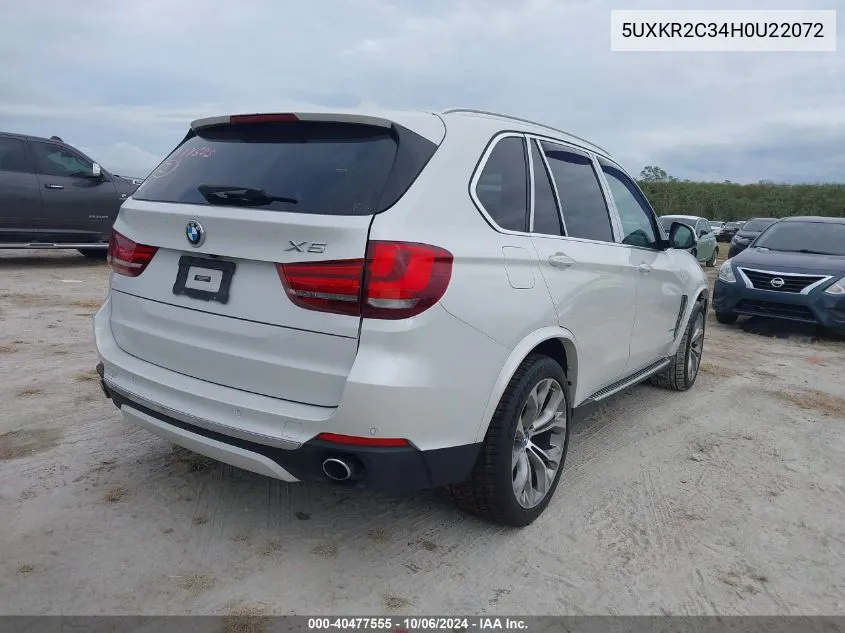 2017 BMW X5 Sdrive35I VIN: 5UXKR2C34H0U22072 Lot: 40477555