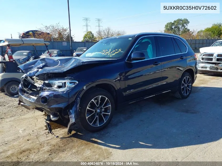 2017 BMW X5 xDrive35I VIN: 5UXKR0C35H0V72602 Lot: 40624076