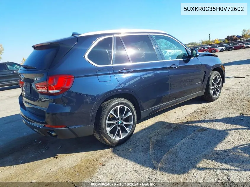 2017 BMW X5 xDrive35I VIN: 5UXKR0C35H0V72602 Lot: 40624076