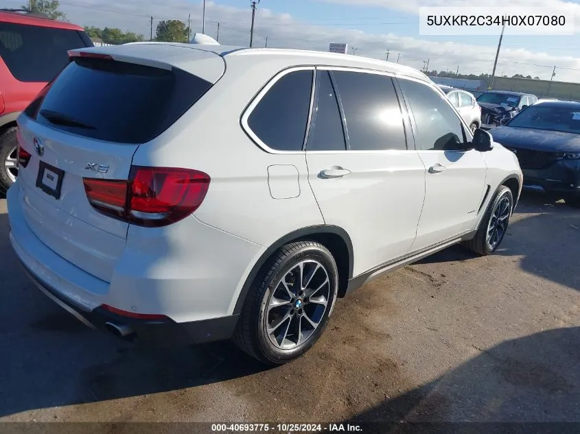 2017 BMW X5 Sdrive35I VIN: 5UXKR2C34H0X07080 Lot: 40693775