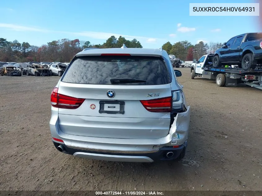 2017 BMW X5 xDrive35I VIN: 5UXKR0C54H0V64931 Lot: 40772544