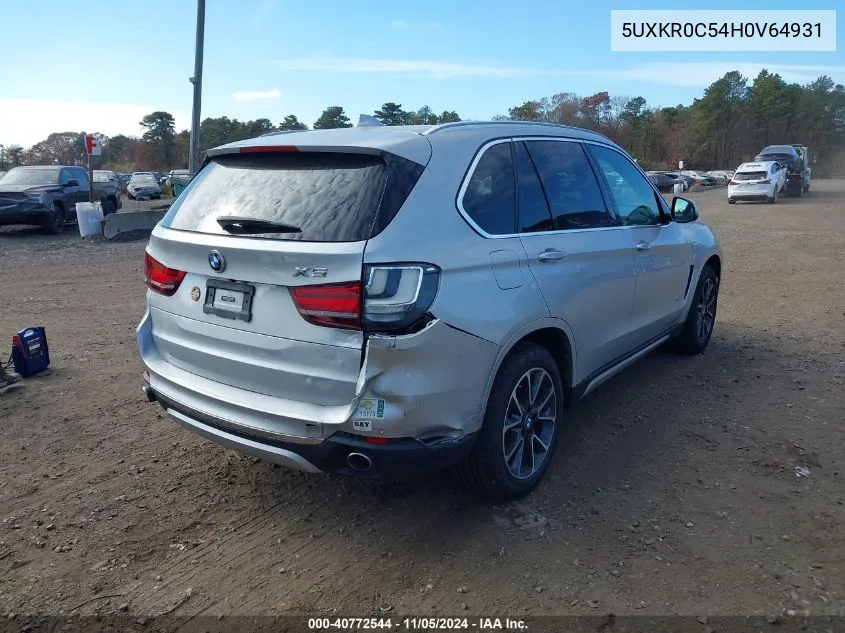 2017 BMW X5 xDrive35I VIN: 5UXKR0C54H0V64931 Lot: 40772544