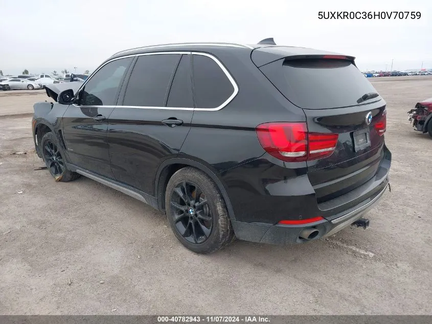 2017 BMW X5 xDrive35I VIN: 5UXKR0C36H0V70759 Lot: 40782943