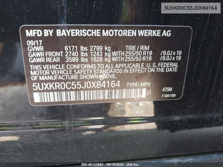 5UXKR0C55J0X84164 2018 BMW X5 xDrive35I