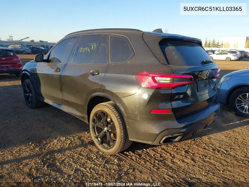 2019 BMW X5 VIN: 5UXCR6C51KLL03365 Lot: 12119473