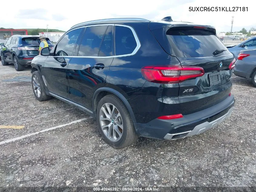 2019 BMW X5 xDrive40I VIN: 5UXCR6C51KLL27181 Lot: 40245392